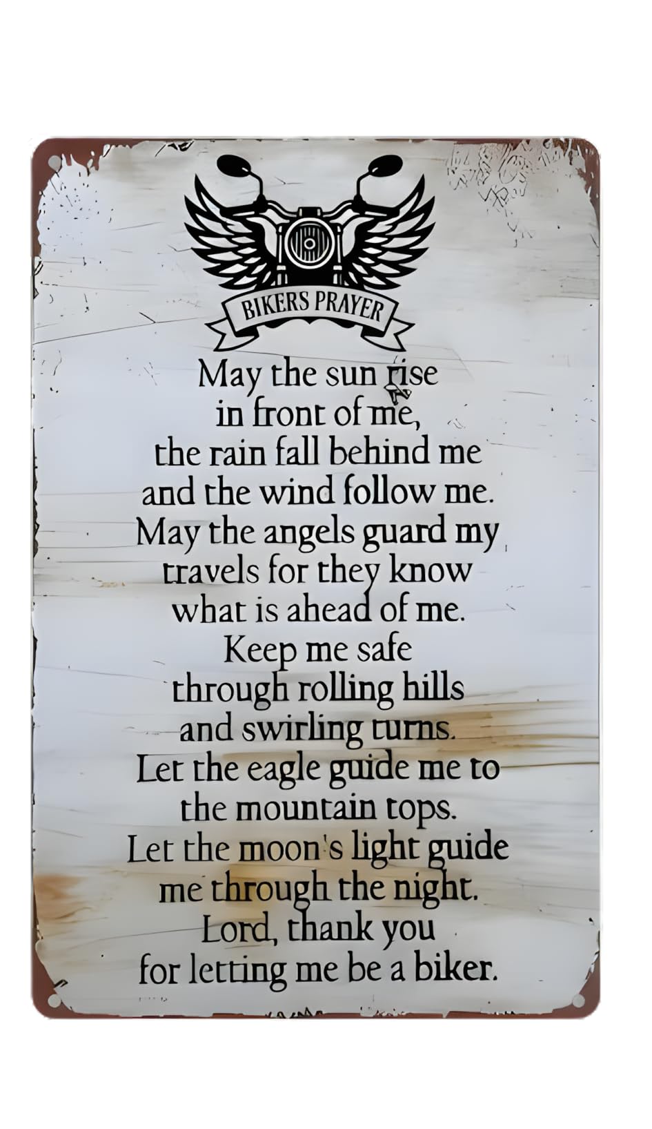 Vintage Biker's Prayer Metal Tin Sign, Rustic Wall Plaque, Black, 8x12 Inch, Home, Bar, and Garage Decor