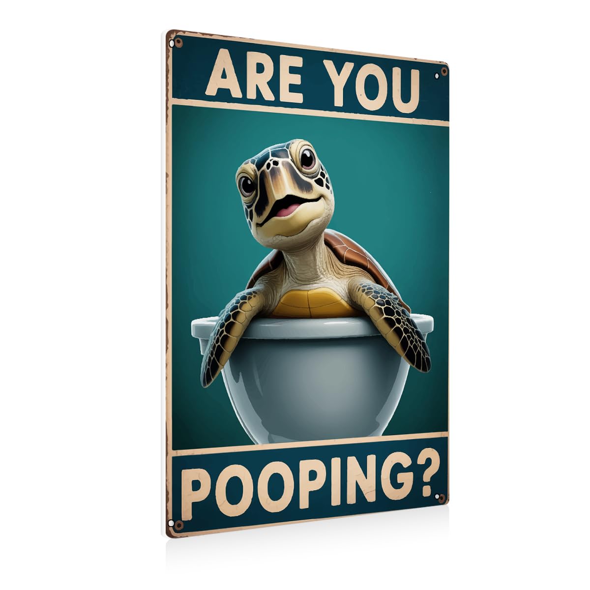 BEASTZHENG Funny Gothic Bathroom Home Decor Metal Tin Sign: Funny "Are You Pooping?" Bathroom Wall Art Decor Sign for Skull Lovers 8 X 12 Inches
