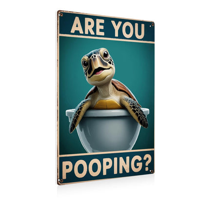 BEASTZHENG Funny Gothic Bathroom Home Decor Metal Tin Sign: Funny "Are You Pooping?" Bathroom Wall Art Decor Sign for Skull Lovers 8 X 12 Inches