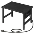 HOOBRO Printer Stand for Desk, Desktop Printer Stand with Charging Station, Small Printer Table with Storage Hook, Under Desk Printer Cart, File Rack for Home Office, Black BB01UPS01
