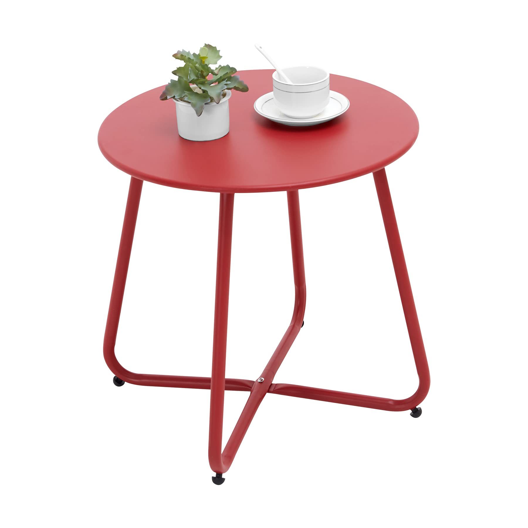 Outdoor Table Small Patio Side Table, Round Metal Side Table, Weatherproof, Portable, Outdoor End for Garden, Balcony, Yard (Black)
