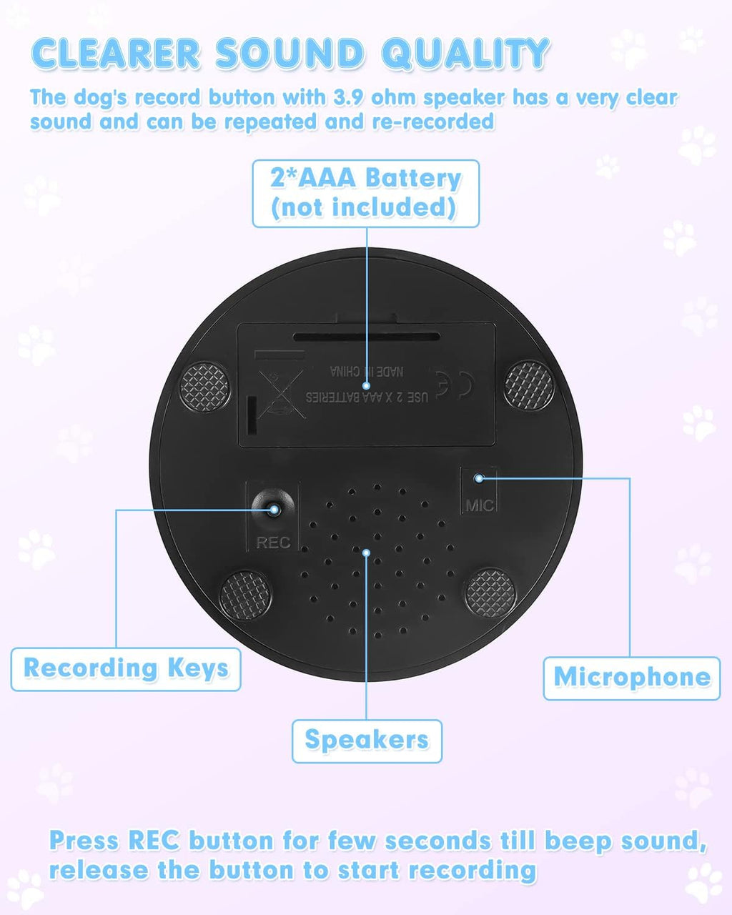 Acools Dog Buttons for Communication, 4 Dog Talking Button Set, Speaking Buttons for Cats and Dogs, 30s Voice Recordable Pet Training Buzzer with Waterproof Dog Activity Mat and 48 Scene Stickers