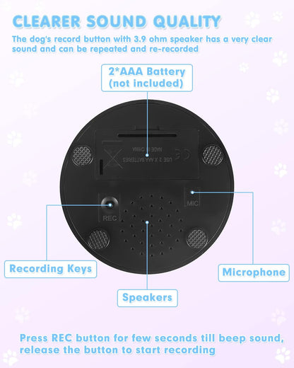 Acools Dog Buttons for Communication, 4 Dog Talking Button Set, Speaking Buttons for Cats and Dogs, 30s Voice Recordable Pet Training Buzzer with Waterproof Dog Activity Mat and 48 Scene Stickers