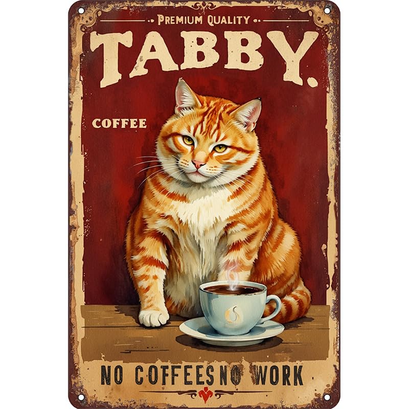 Coffee Bar Tin Sign - Tin Metal 12x8 Inch Vintage Red Retro Kitchen Café Wall Art for Home Bar, Dining Room, Bistro, Gift for Drink Lovers