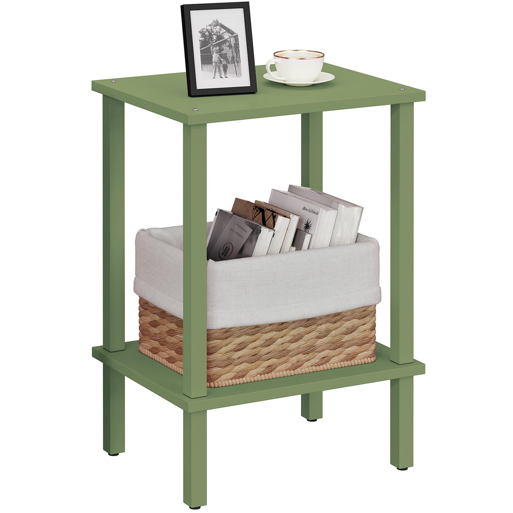 TUTOTAK End Table, Set of 2, Side Table, Nightstand, 2-Tier Storage Shelf, Sofa Table for Small Space, Living Room, Bed Room TB01BK035