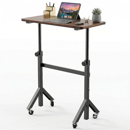 HUANUO 32'' Small Standing Desk Adjustable Heigh, Mobile Stand Up Desk with Wheels, Portable Rolling Desks for Walking Pad and Treadmill, Computer Laptop Desks for Home Office Space