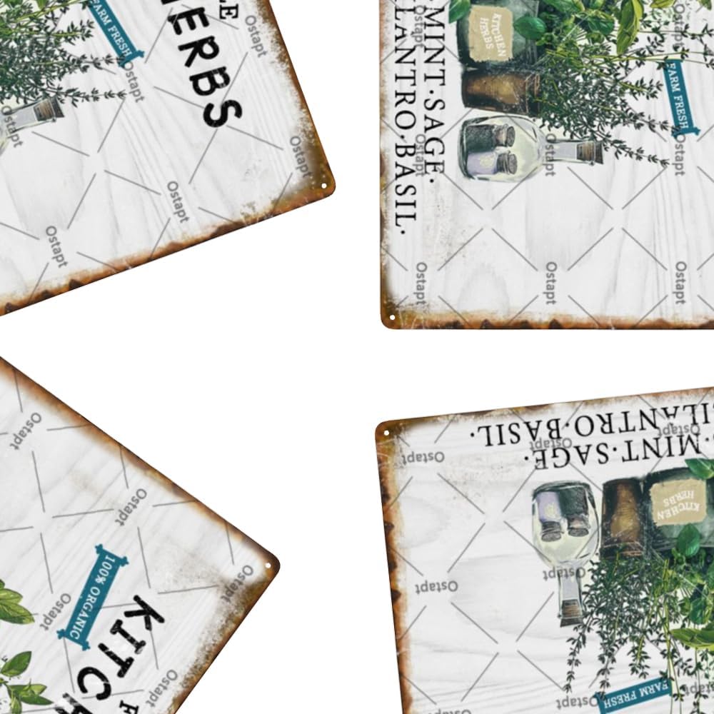 Kitchen Herbs Farm To Table Farm Fresh 100% Organic Vintage Retro Metal Tin Sign Funny Garden Poster For Home Living Room Bedroom Garden Garage Bathroom Office Cafe Bar Decor Art Decor Indoor Outdoor Metal Plaque Tin Sign 8x12 Inch