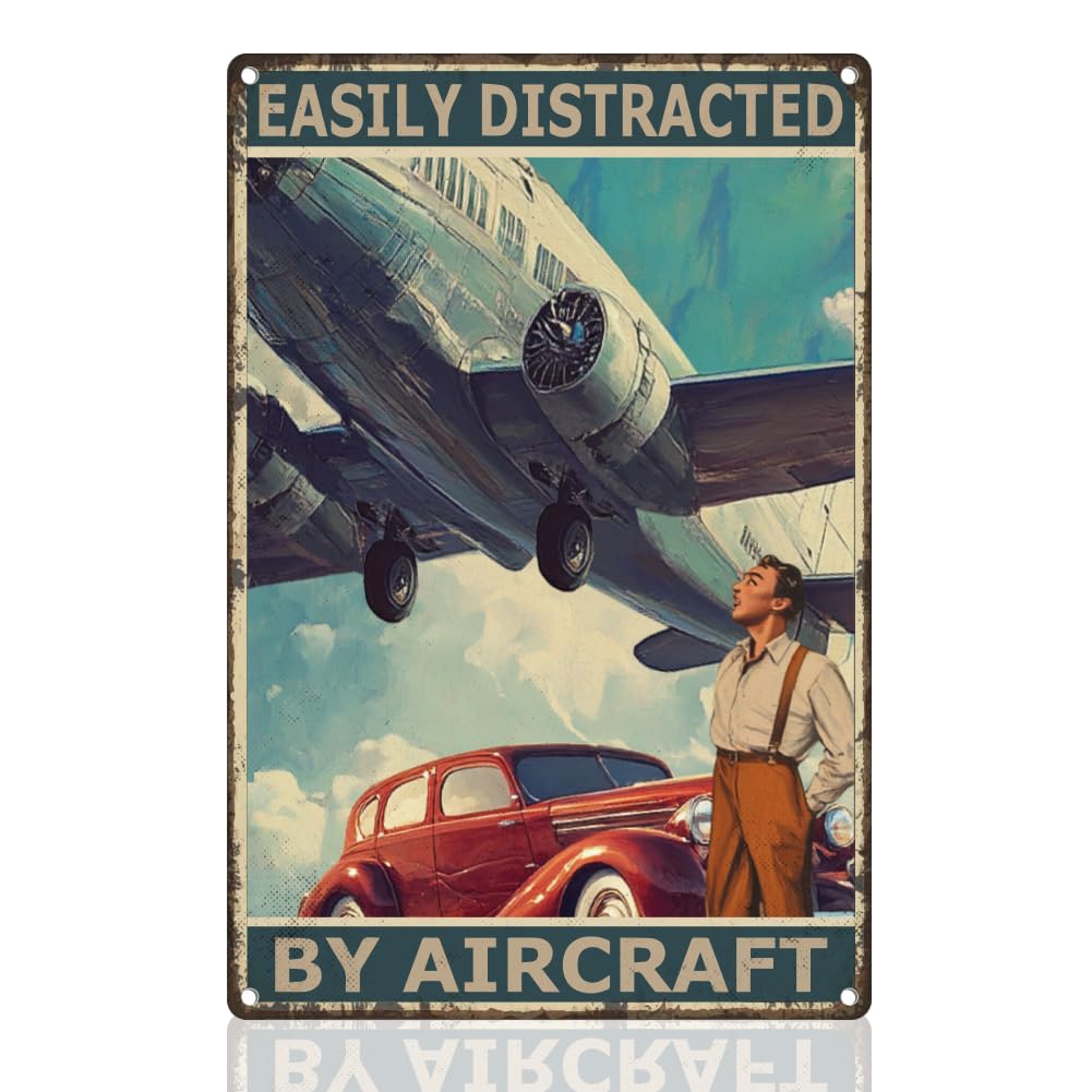 WWII Fighter Planes Metal Tin Sign Wall Decor Airplane Aviation Enthusiast Military Fan Gift for Men Vintage Poster for Home Room Man Cave Bar Wall Decor 8 x 12 Inch