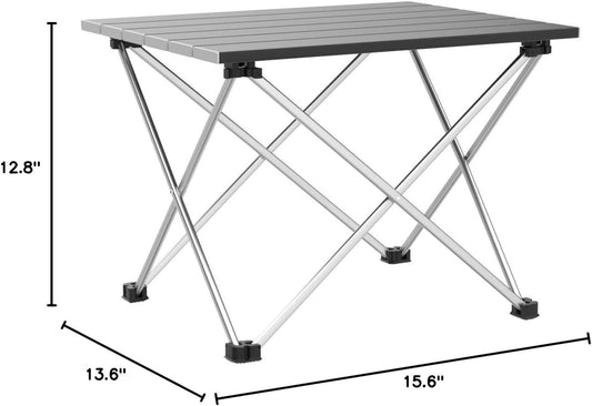 Grope Portable Camping Table with Aluminum Table Top, Folding Beach Table Easy to Carry, Prefect for Outdoor, Picnic, BBQ, Cooking, Festival, Beach, Home Use (Black-S)