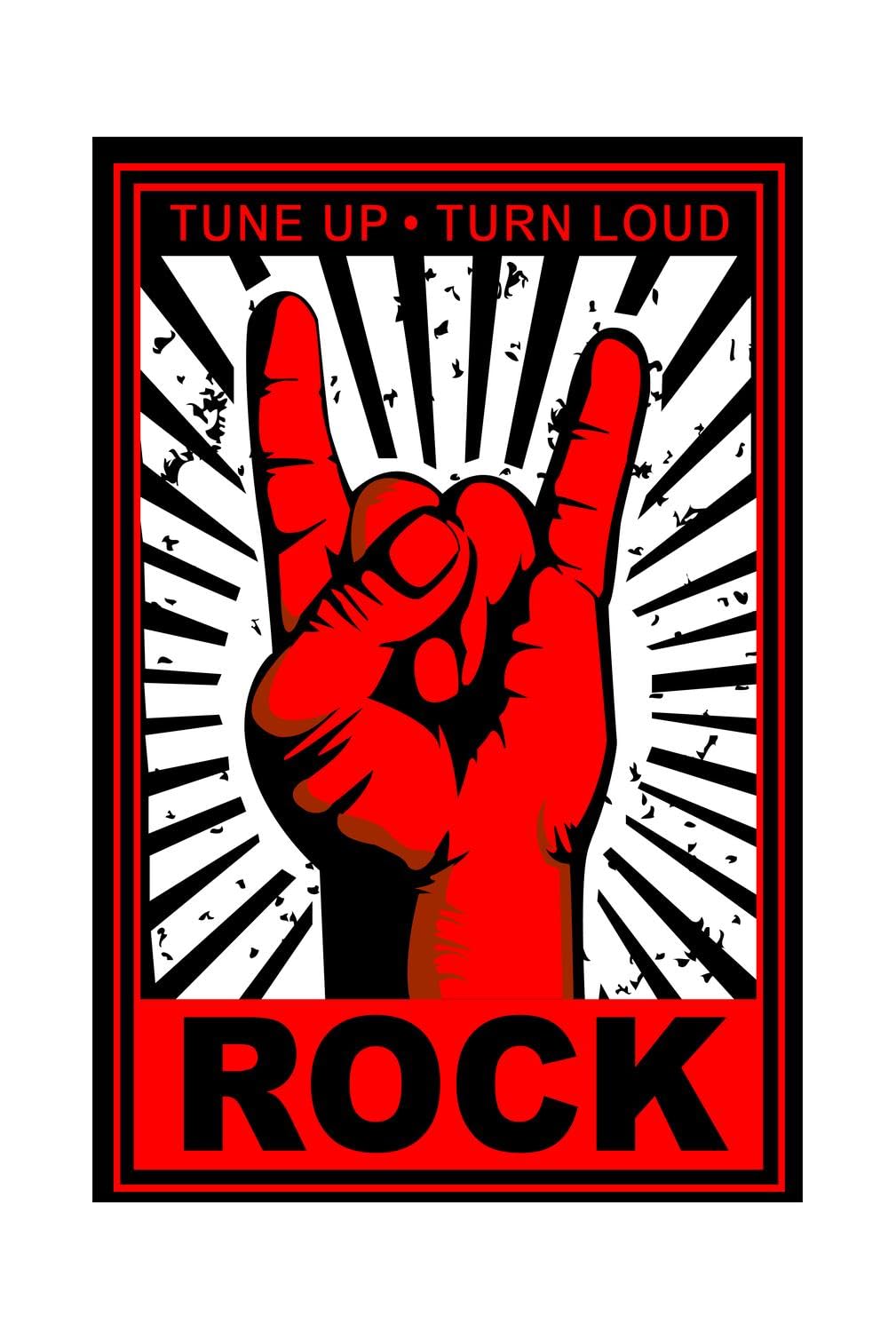 Music Tin Signs, Rock Bands Skull Metal Sign, Feel Alive, Guitar Poster Studio Wall Decor Plants Plaque for Home, Office, Bars, Restaurants, Cafes, Pubs 8 X 12 Inches