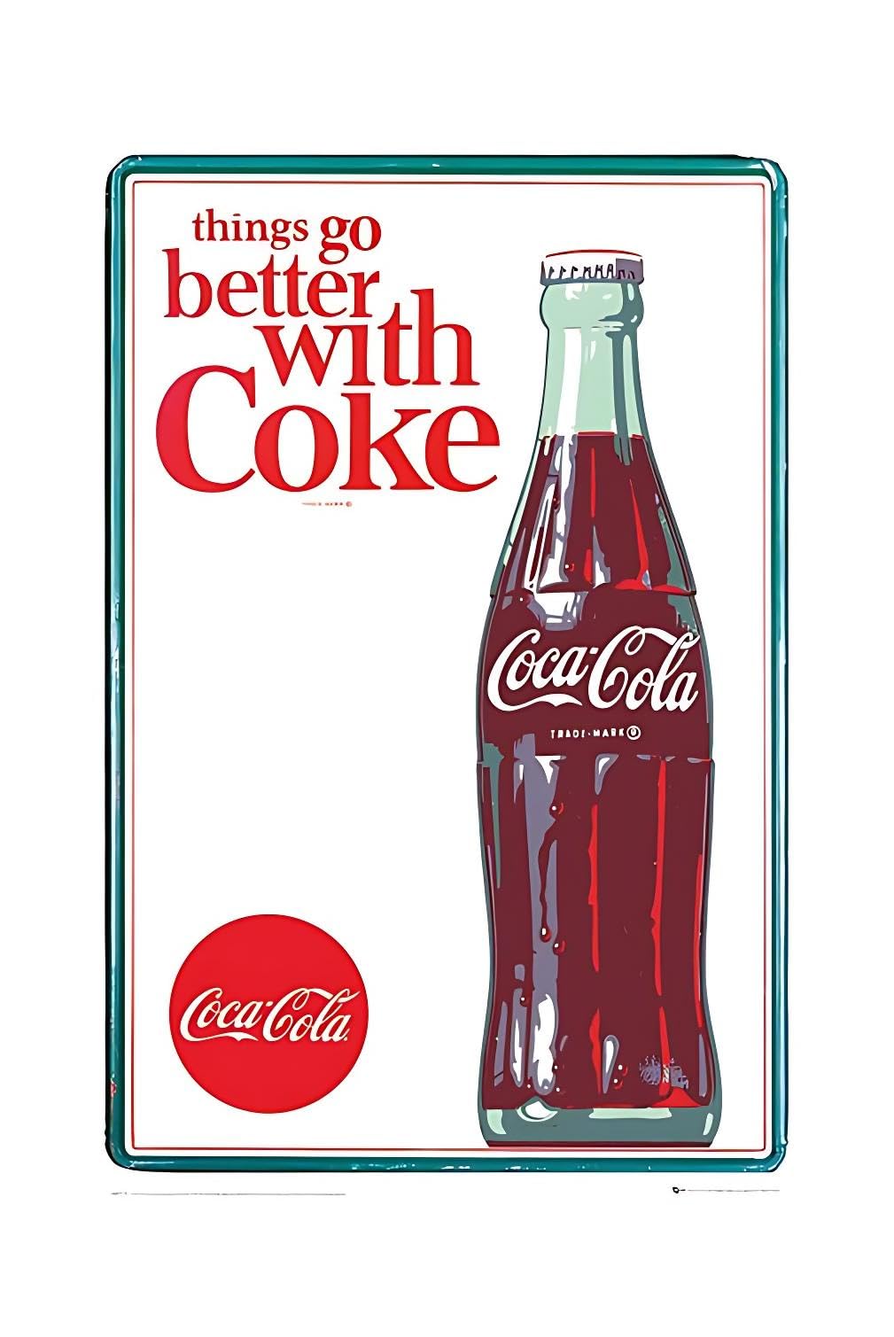 Coke Tin Sign Metal Poster Vintage Wall Decor, Coca Cola Hot Girl, for Pub Restaurants Cafe Club Plaque Man Cave Wall 8x12 Inch