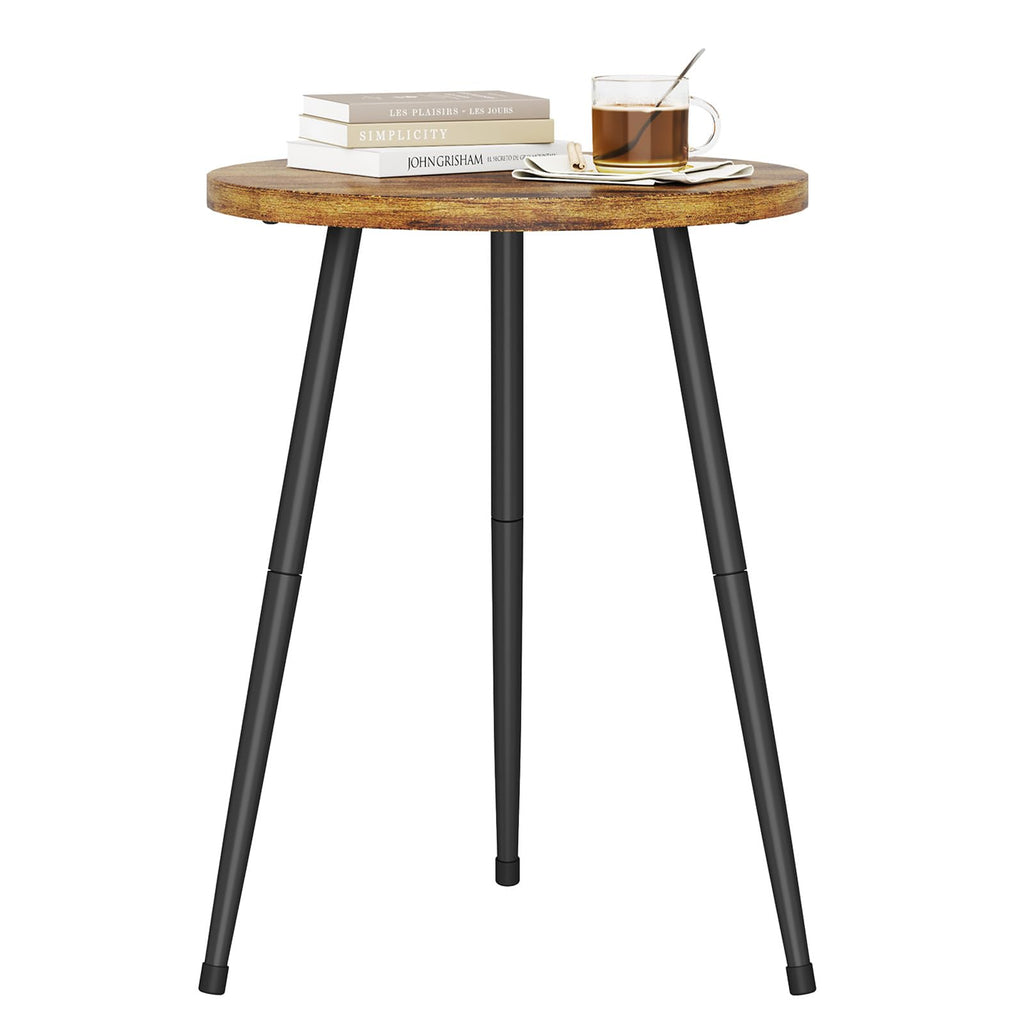 Small Round Side Table Metal End Table Outdoor Black Side Table Mid-Century Modern Accent Table for Office Bedroom Balcony and Small Spaces.