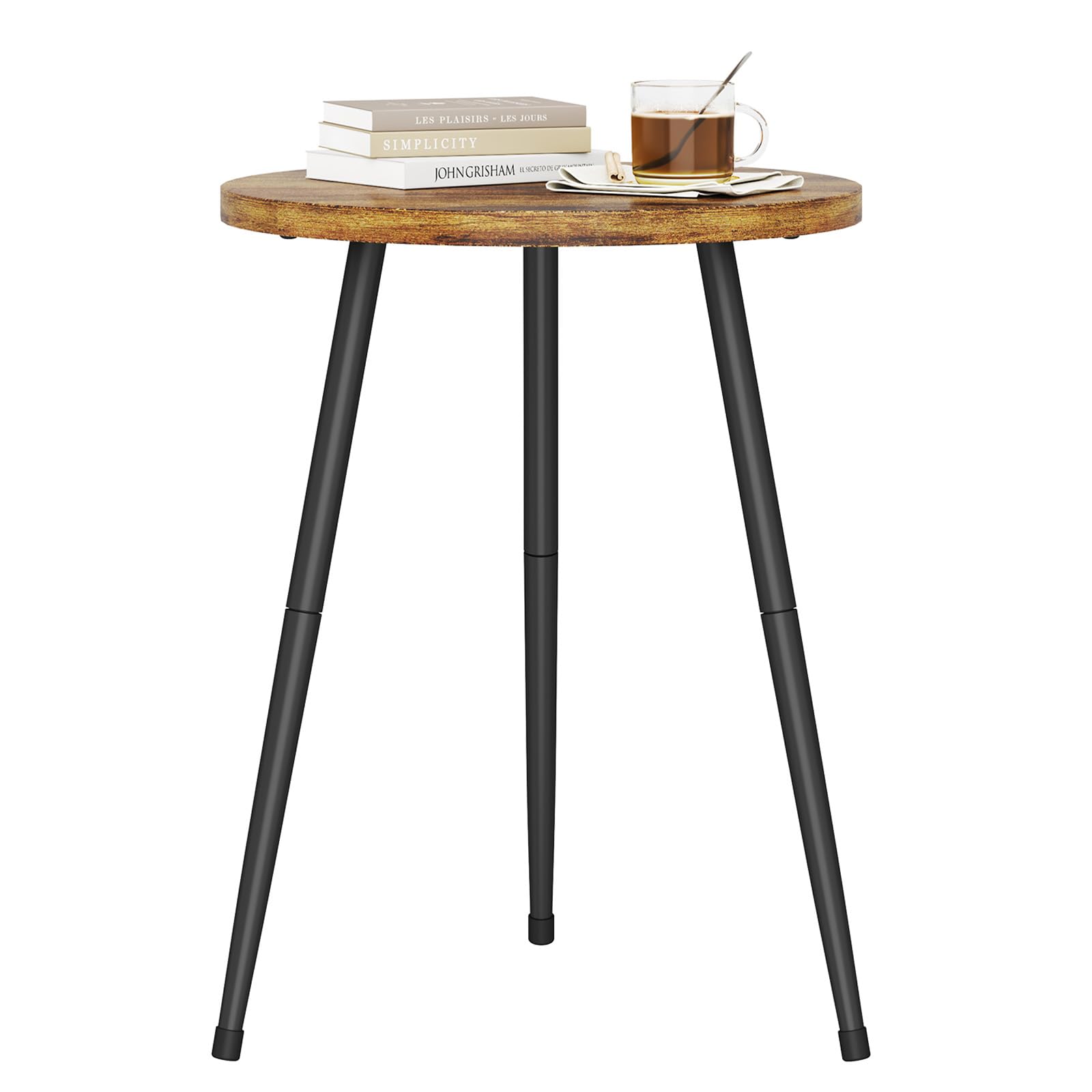 Small Round Side Table Metal End Table Outdoor Black Side Table Mid-Century Modern Accent Table for Office Bedroom Balcony and Small Spaces.