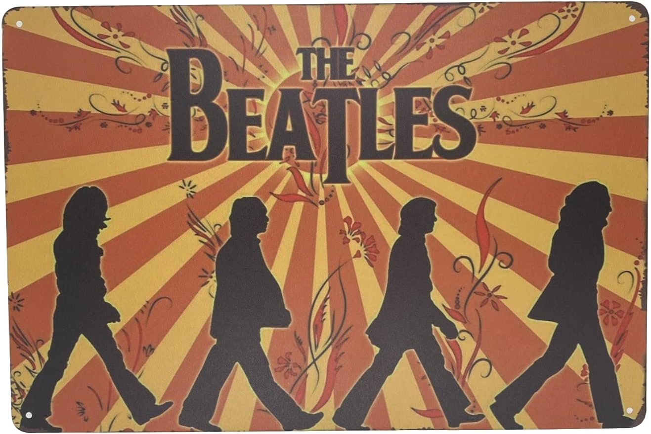 Tin Metal Wall Sign | The Beatles 8 x 12 in. | Art Poster Plaque for Decoration at Home Bar Room Garage Man Cave | Music Pop Rock (Set of 1)