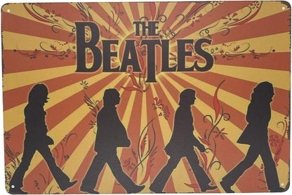 Tin Metal Wall Sign | The Beatles 8 x 12 in. | Art Poster Plaque for Decoration at Home Bar Room Garage Man Cave | Music Pop Rock (Set of 1)