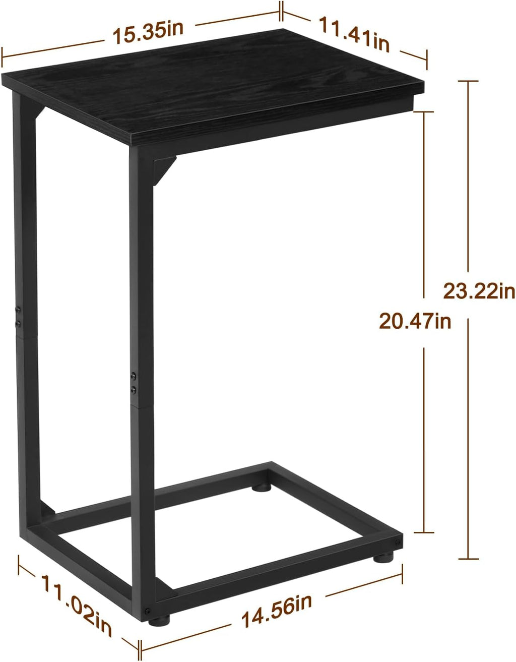AMHANCIBLE C Shaped End Table Set of 2, Couch Side Table that Slide Under Sofa, Narrow Small Space TV Trays for Living Room, Bedroom, Black, HET02CBK
