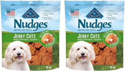 Blue Buffalo Nudges Chicken Jerky Bites Natural Dog Treats, Tender & Meaty Dog Snacks, Healthy Reward or Training Treat, Made in the USA with Real Chicken, No Artificial Preservatives, 16 oz.