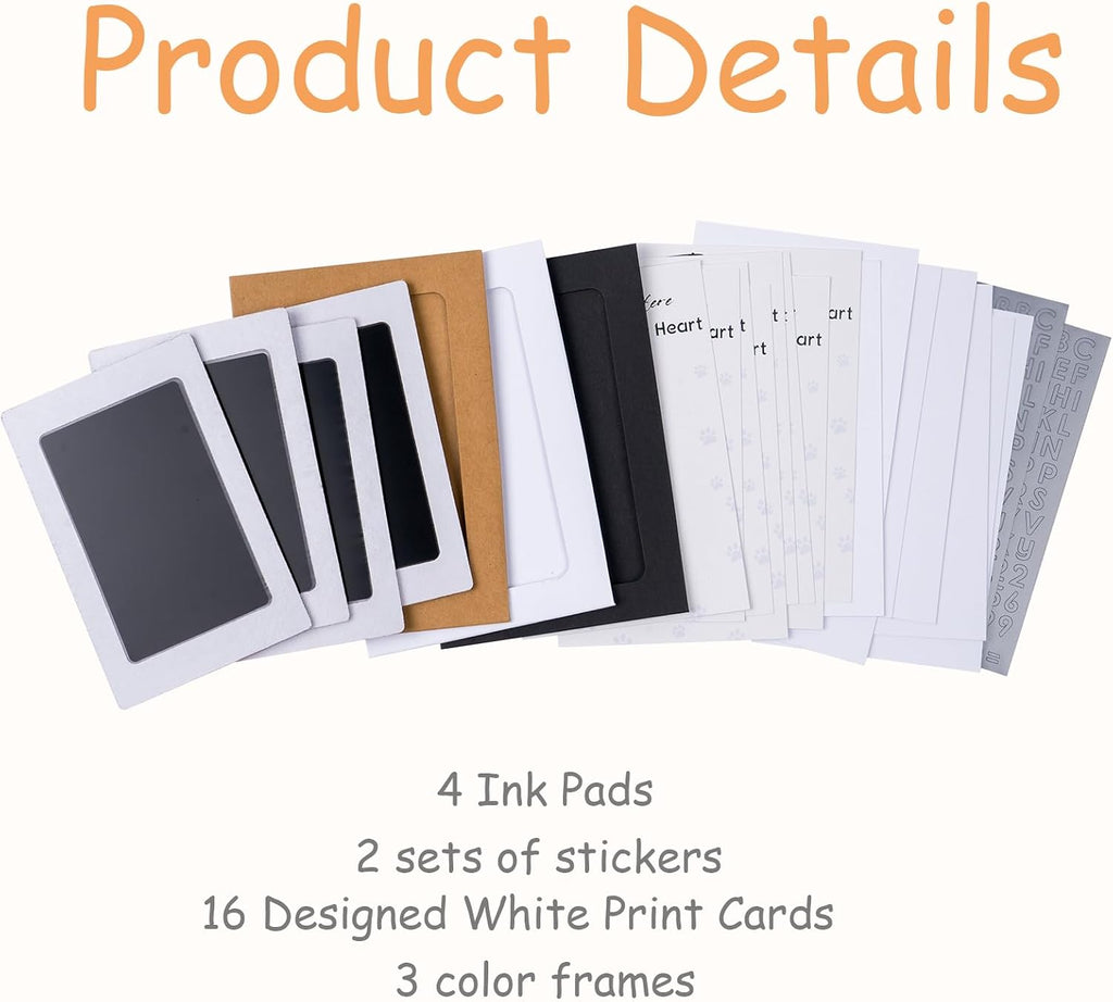 DeerZone Inkless Paw Print Kit,Dog Paw Print Kit,Dog Nose Print Kit,Clean Touch Ink Pads and Imprint Cards,Pet Paw Print Impression Kit for Dogs Cats Footprint Keepsake
