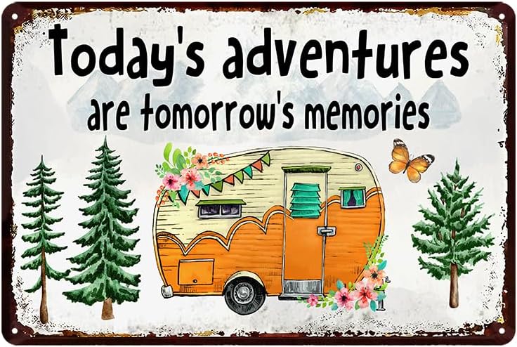 Camping Decor Rv Decorations For Inside Camper Camping Tin Signs Campsite Decorations Happy Camper Decor Adventure Wall Art Rv Accessories For Inside Fun Welcome To Our Cabin Sign Camp 12 X 8 In