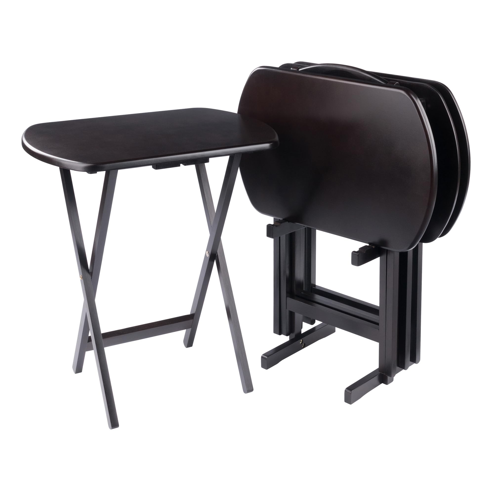 Winsome Corbett Set of 2 Oversized Foldable Snack Tables, Easy to Store Portable Fold Up Table Set for Kitchen, Living Room TV Dining, Crafts, Puzzles, Work From Home