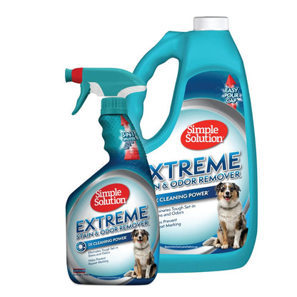 Simple Solution Extreme Pet Stain and Odor Eliminator Spray, Pee Stain Remover, Enzyme Cleaner, 3X Pro-Bacteria Cleaning Power, Dog Odor Remover, 32 oz