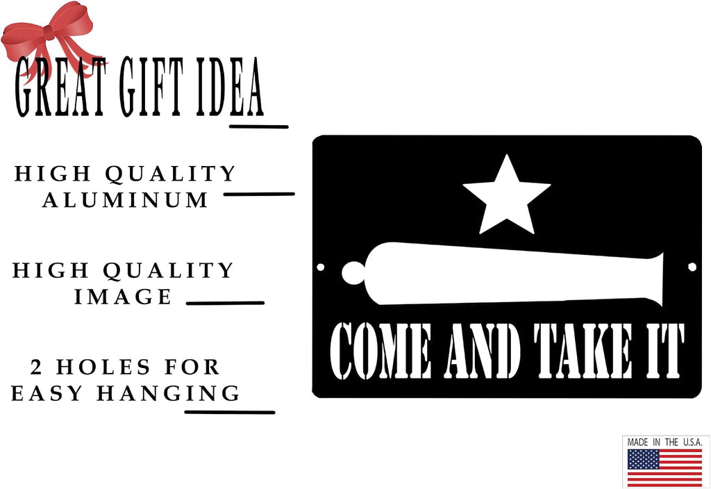 Rogue River Tactical Texas Gonzales Come and Take It Flag Metal Tin Sign Wall Decor Man Cave Bar Texans Lone Star