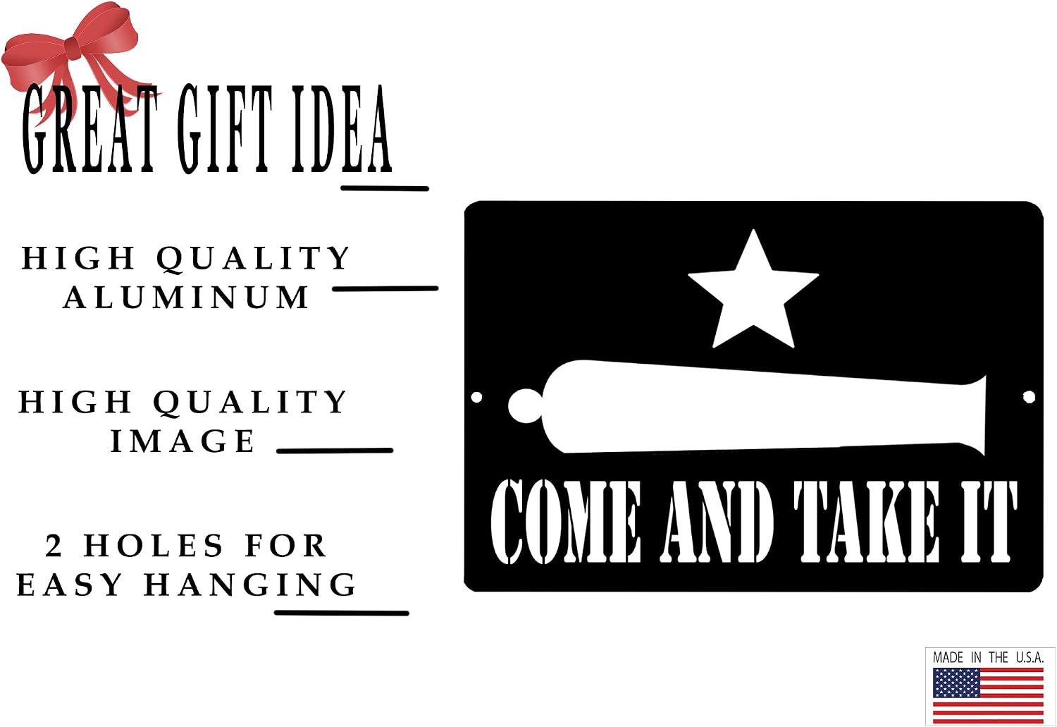 Rogue River Tactical Texas Gonzales Come and Take It Flag Metal Tin Sign Wall Decor Man Cave Bar Texans Lone Star