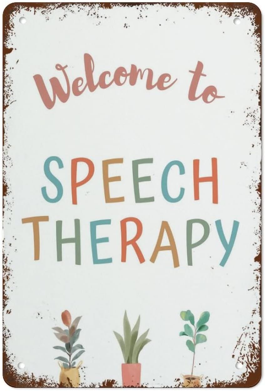 Vintage Funny Wall Decor Sign - Welcome to Speech Poster - Therapy Room Decor - 12x8 Inch for Room, Cafe, Restaurant, Office, Bar, Club, Garage