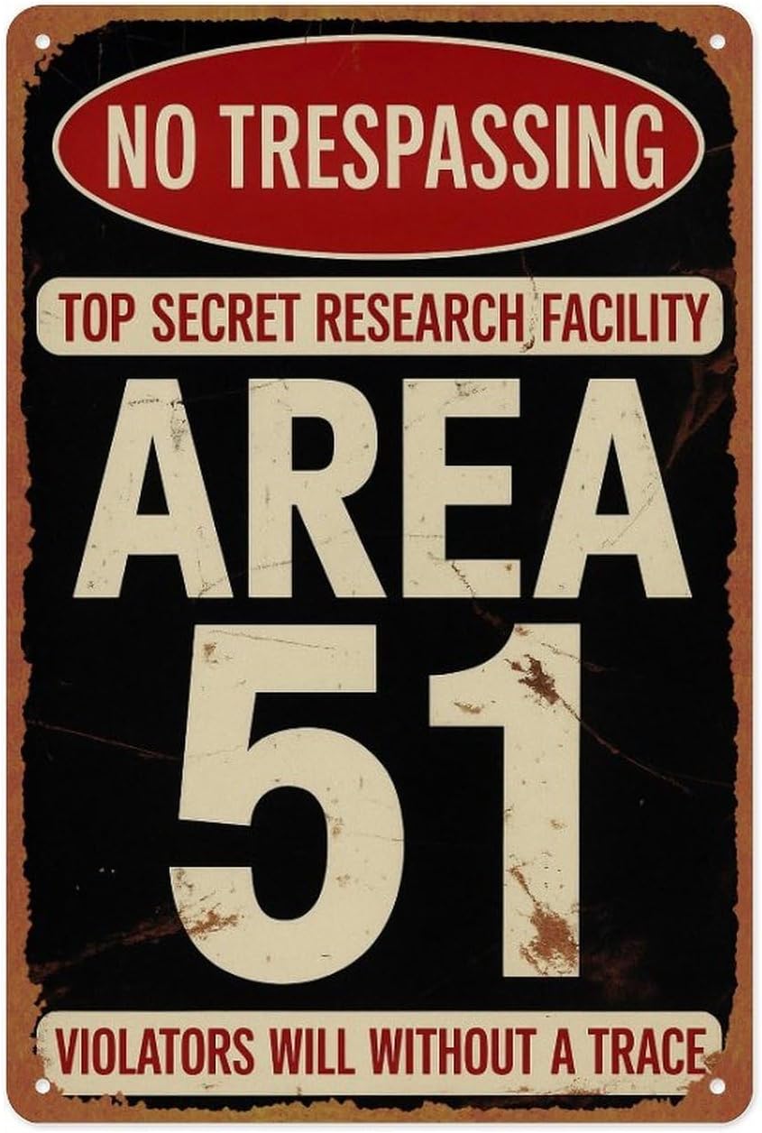 Area 51 Tin Sign Aluminum Metal Sign Posters 8x12 Inch For Living Room Bedroom Bathroom Decoration