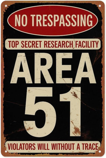 Area 51 Tin Sign Aluminum Metal Sign Posters 8x12 Inch For Living Room Bedroom Bathroom Decoration