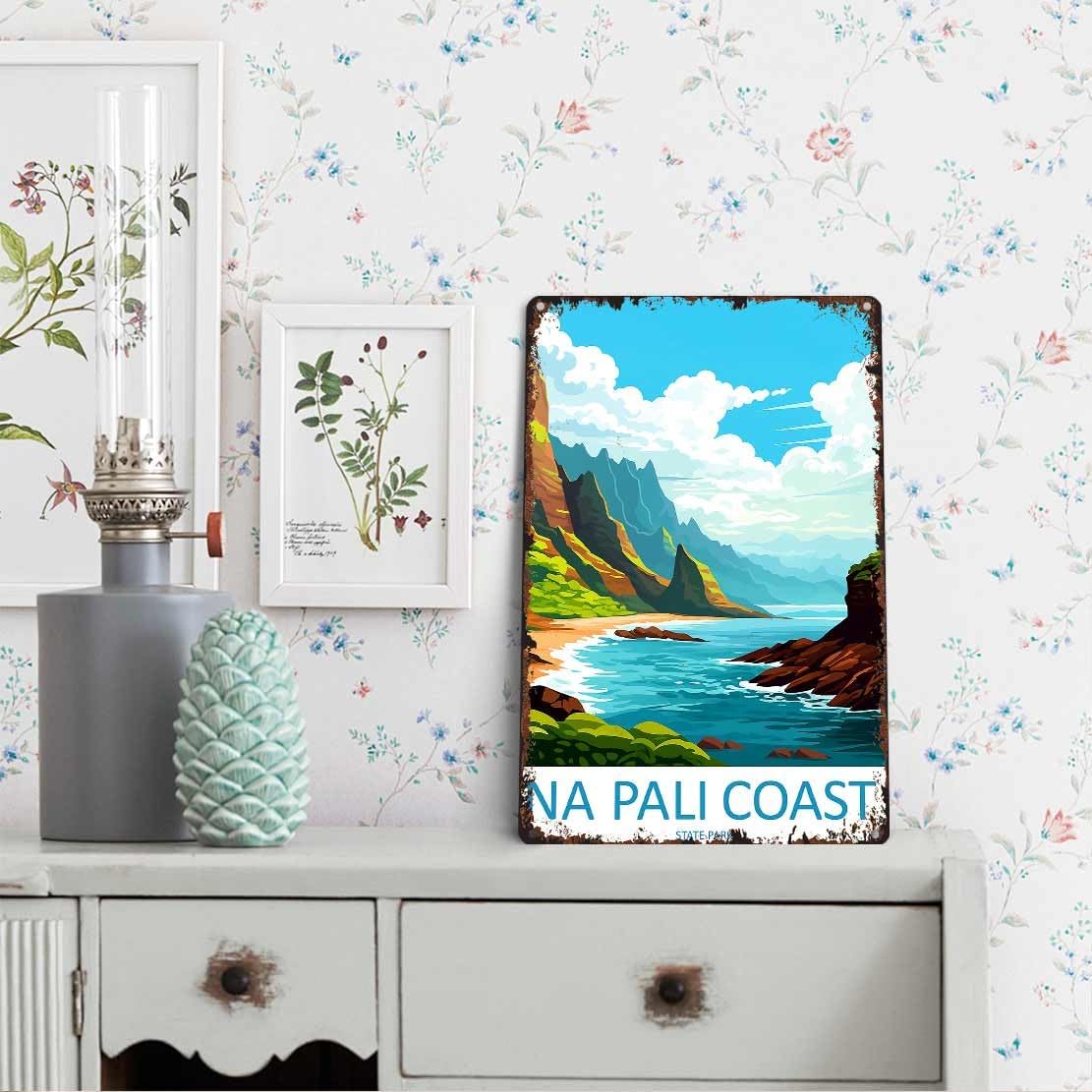 Napali Coast Funny 8x12 Inch Vintage Aluminum Metal Tin Signs-For Living Room Kitchen Bedroom cafes Patio Porch Wall Decor
