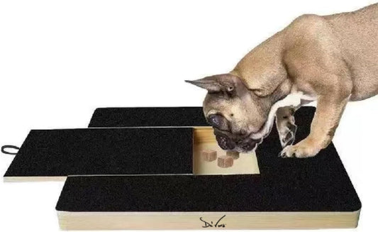 Dog Nail Scratch Board - with Treat Draw- Dog Scratch Pad for Nails – Durable Wooden Nail Filing Board with Treat Drawer