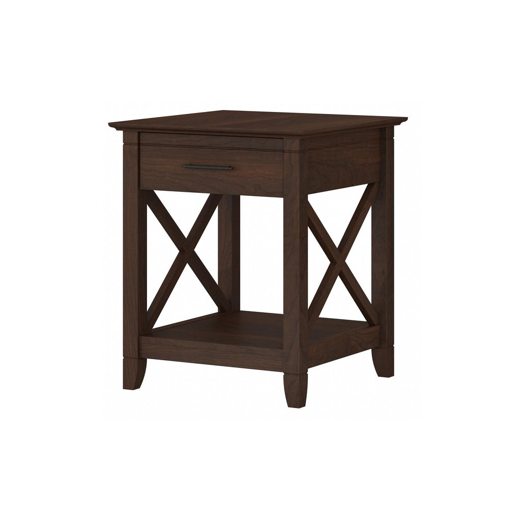 Bush Home End Table with Drawer, Nightstand with Storage, Living Room and Bedroom Furniture, Key West Collection, Washed Gray