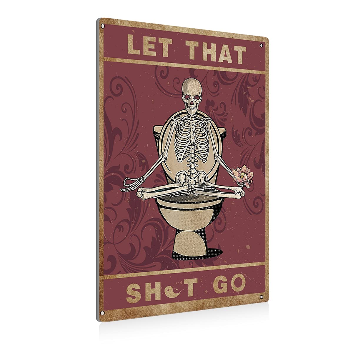 BEASTZHENG Funny Gothic Bathroom Home Decor Metal Tin Sign: Funny "Are You Pooping?" Bathroom Wall Art Decor Sign for Skull Lovers 8 X 12 Inches
