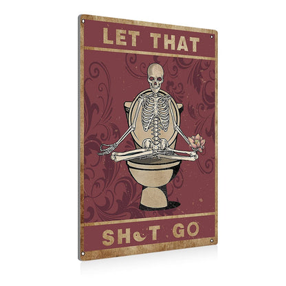 BEASTZHENG Funny Gothic Bathroom Home Decor Metal Tin Sign: Funny "Are You Pooping?" Bathroom Wall Art Decor Sign for Skull Lovers 8 X 12 Inches