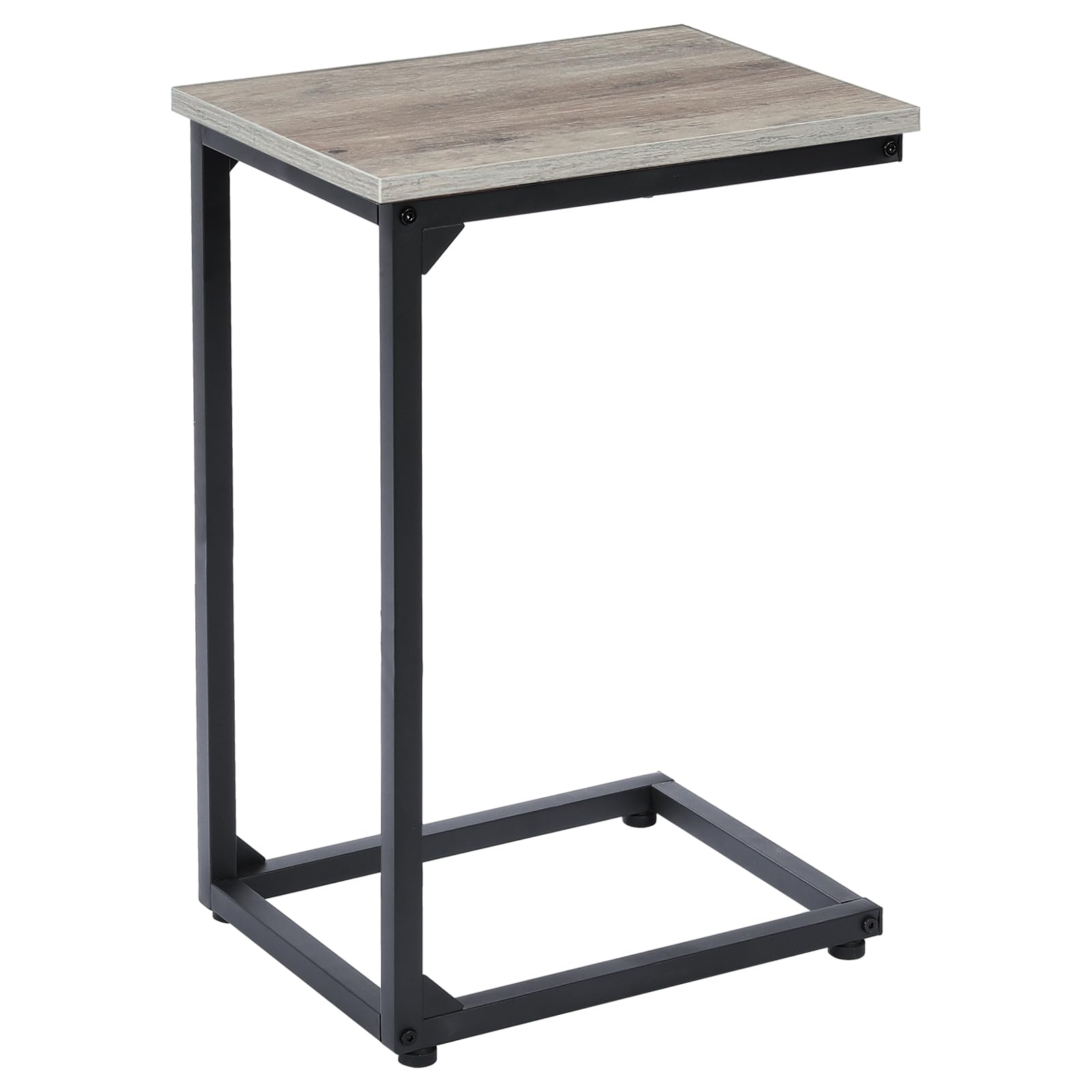 AMHANCIBLE C Shaped End Table Set of 2, Couch Side Table that Slide Under Sofa, Narrow Small Space TV Trays for Living Room, Bedroom, Black, HET02CBK