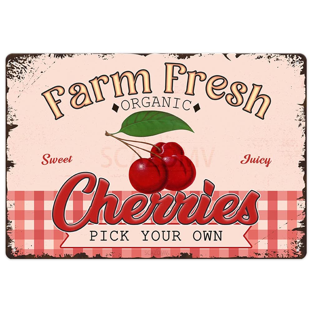Farm Fresh Sweet Juicy Lemons Vintage Metal Tin Sign, Retro Fruit Poster Decorative Wall Art Signage, Farmhouse Country Market Kitchen Bar Home Decor, 12" X 8"