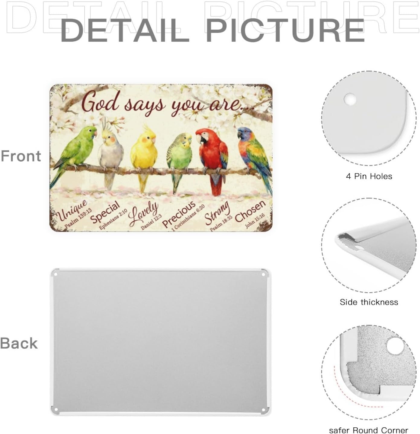 Inspirational Bible Verse Sign God Says You Are Metal Tin Signs Bird Print Christian Gift Quotes Poster for Church Prayer Room Office Decor 8x12 Inch