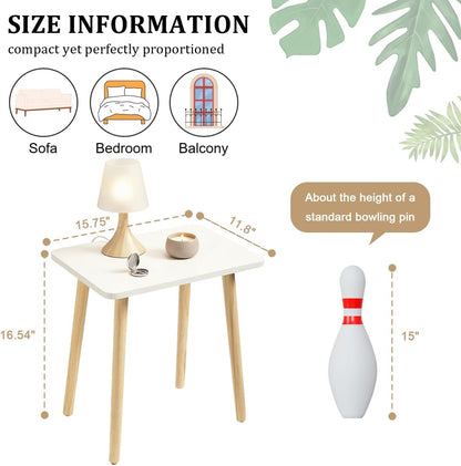 FORAOFUR Small Side Table, Modern Wood Mini Coffee Table, Easy Assembly Compact End Table for Living Room Bedroom Sofa, Minimalist White Accent Furniture for Small Spaces