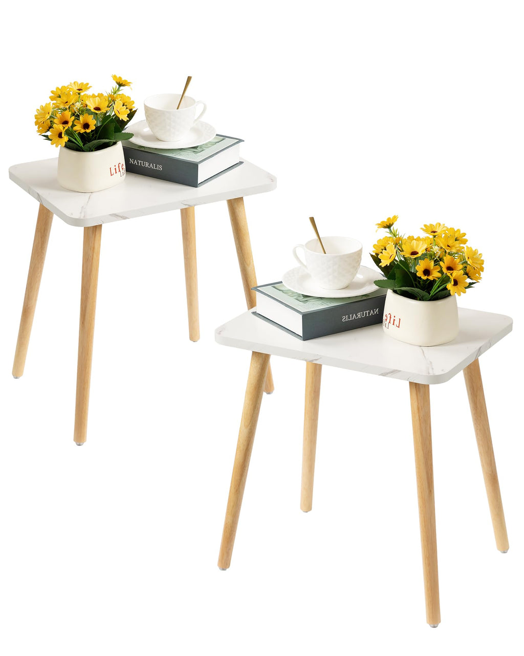FORAOFUR Small Side Table, Modern Wood Mini Coffee Table, Easy Assembly Compact End Table for Living Room Bedroom Sofa, Minimalist White Accent Furniture for Small Spaces