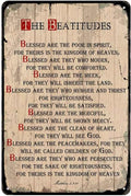 oxdimipxo Tin Sign the Beatitudes Wall Art Decor Scripture/Christian Plaques Decoration for Home/Office, Inspirational Verse Poster for Spiritual, Metal, 8 X 12 Inch