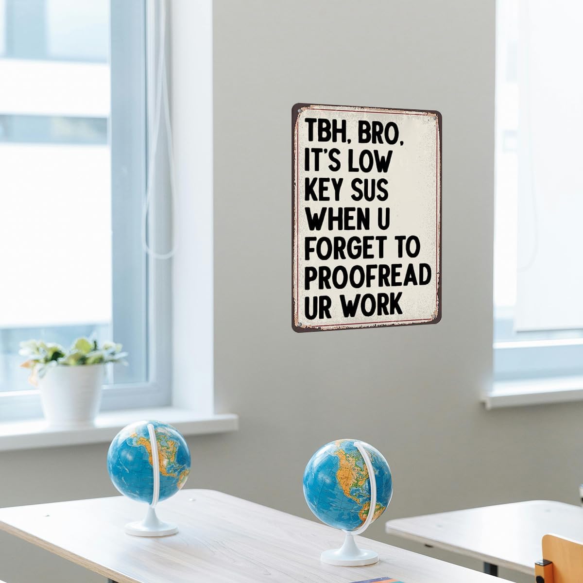 English Teacher Gifts - Funny Classroom Wall Hanging Tin Sign Decor, Ideal Gifts for English Teachers, High School & Middle School Classroom Wall Art, 8x12 Inch