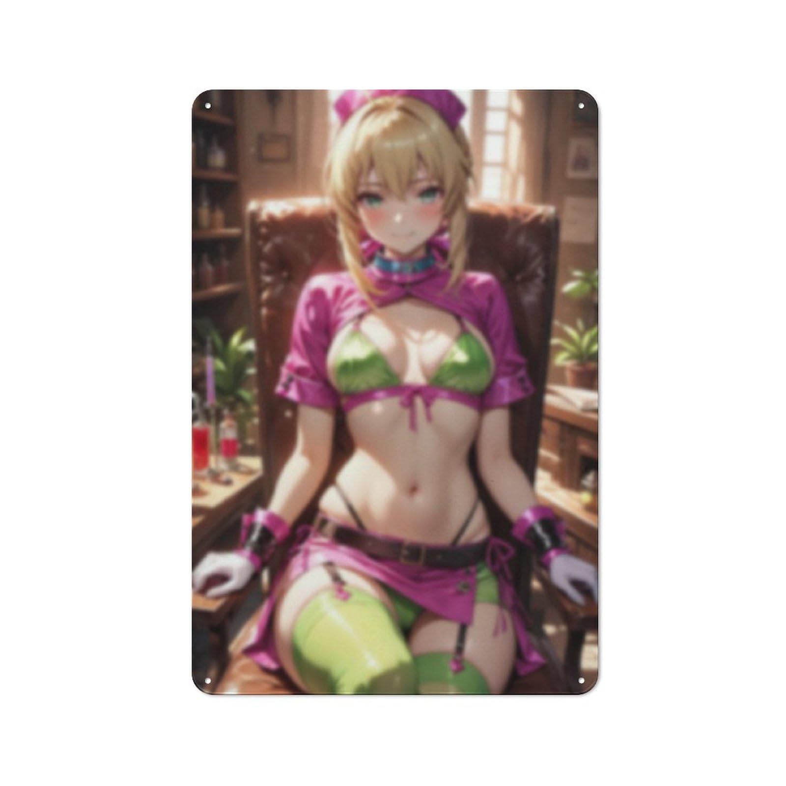 Sexy Hot Titties Boobs Lewd Hentai Anime Girl Poster Metal Tin Sign Decor - 8x12 inches Bar Pub Garage Man Cave Wall Art,AH181