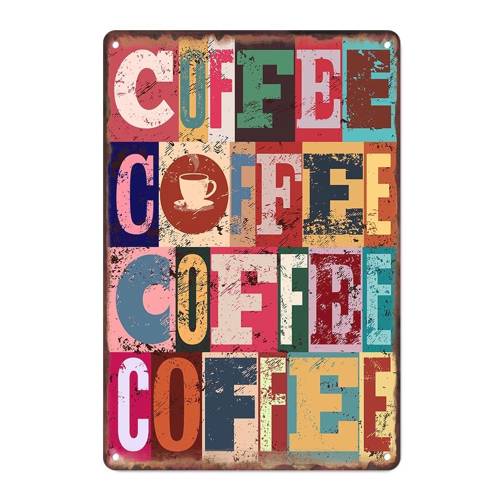 Sanwarm Metal Sign Coffee Skull Retro Flower Horror Vintage Tin Sign For Living Room Cafe Bar Club Office Home Wall Decor 12 X 8 Inch