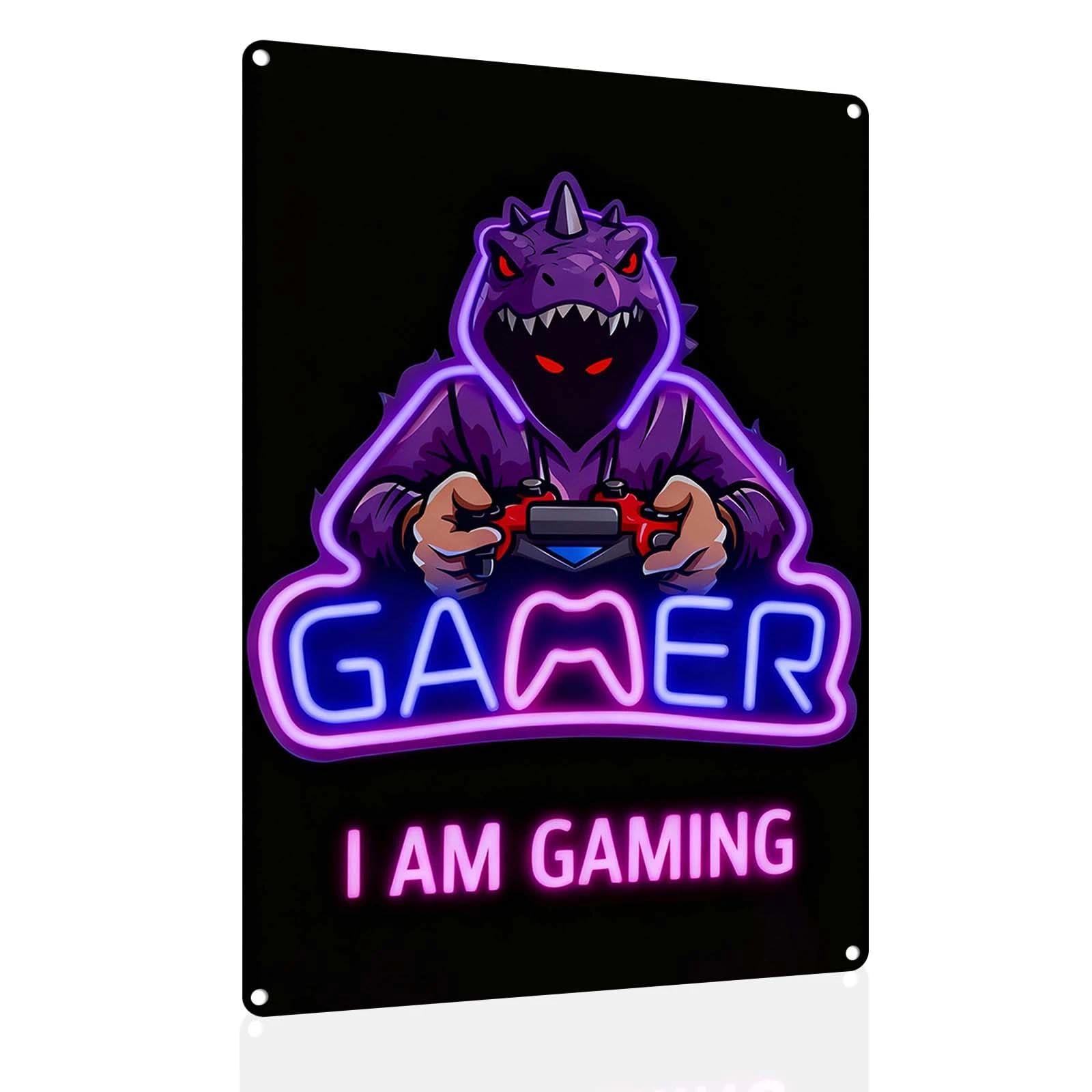 Gaming Room Metal Signs Decor- Cool Metal Tin Sign Wall Art Decor"Welcome to the Game Room", Gamer Room Tin Sign Gift for Boy, Girl, Boyfriend,12x8 inch