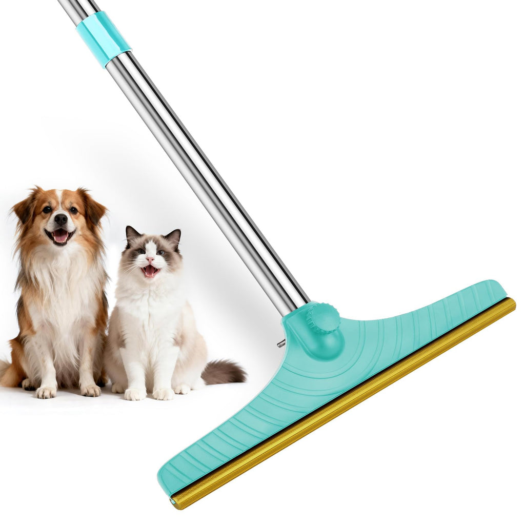 Carpet Rake for Pet Hair Removal - Reusable Pet Hair Remover, 60” Adjustable Long Handle Cat Dog Carpet Rake Scraper with Patented Design, Dog Hair Rake Brush for Rugs, Mats