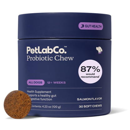 PetLab Co. Probiotics for Dogs, Support Gut Health, Occasional Diarrhea, Digestive Health & Seasonal Allergies - Pork Flavor - 30 Soft Chews - Packaging May Vary