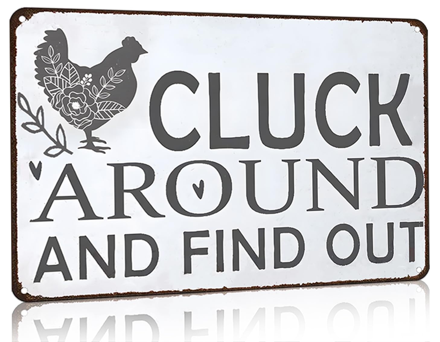 Smilelife Funny Gifts for Women Chicken Lovers Farm Enthusiasts An Old Rooster And A Cute Chick Live Here Chicken Tin Sign for Chicken Coop Farm Kitchen Garden Yard Decor 8 X 12 Inch (3821)