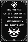 Generic Black Gothic Style Metal Tin Sign Hail To Thyself For I Am My Own Master Metal Sign Witch Room Decor For Home Bedroom Man Cave Cafe Bar 8x12 Inch
