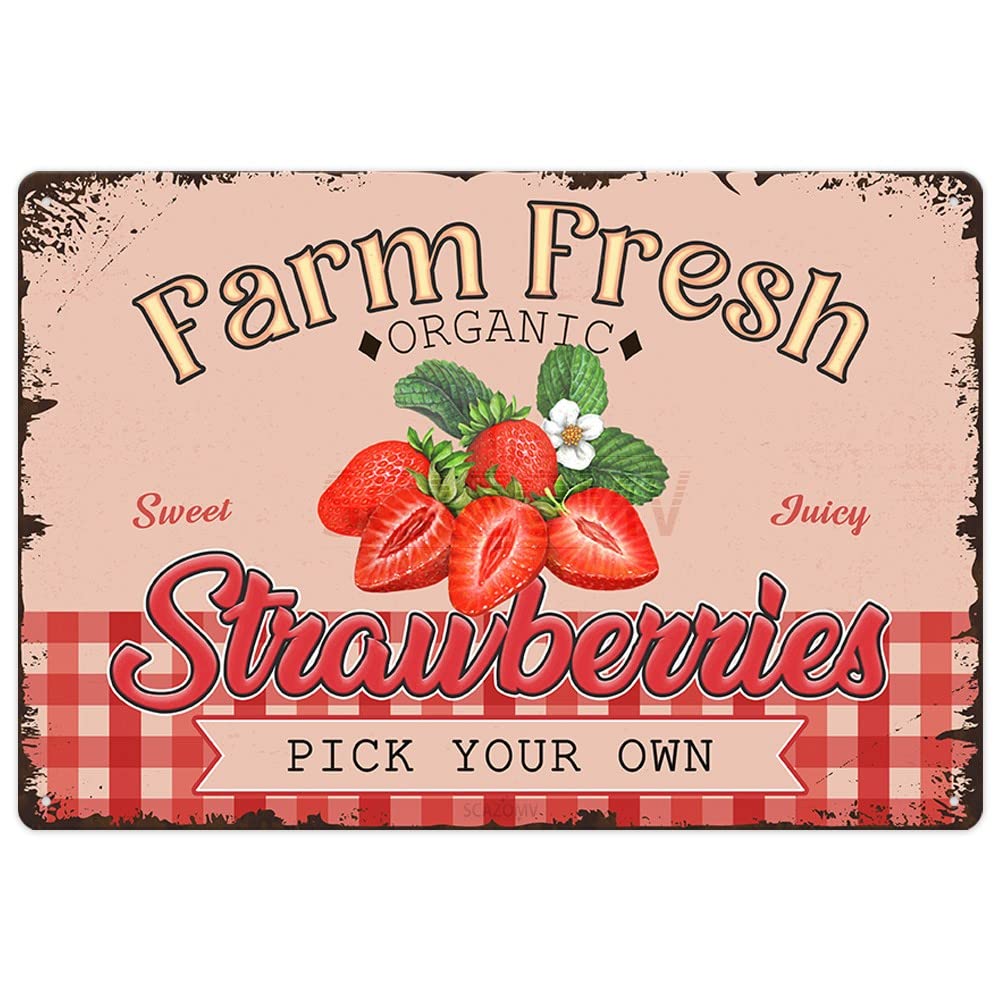 Farm Fresh Sweet Juicy Lemons Vintage Metal Tin Sign, Retro Fruit Poster Decorative Wall Art Signage, Farmhouse Country Market Kitchen Bar Home Decor, 12" X 8"